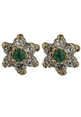 stunning itty-bitty 18K gold star emerald screw-back earrings for babies and children